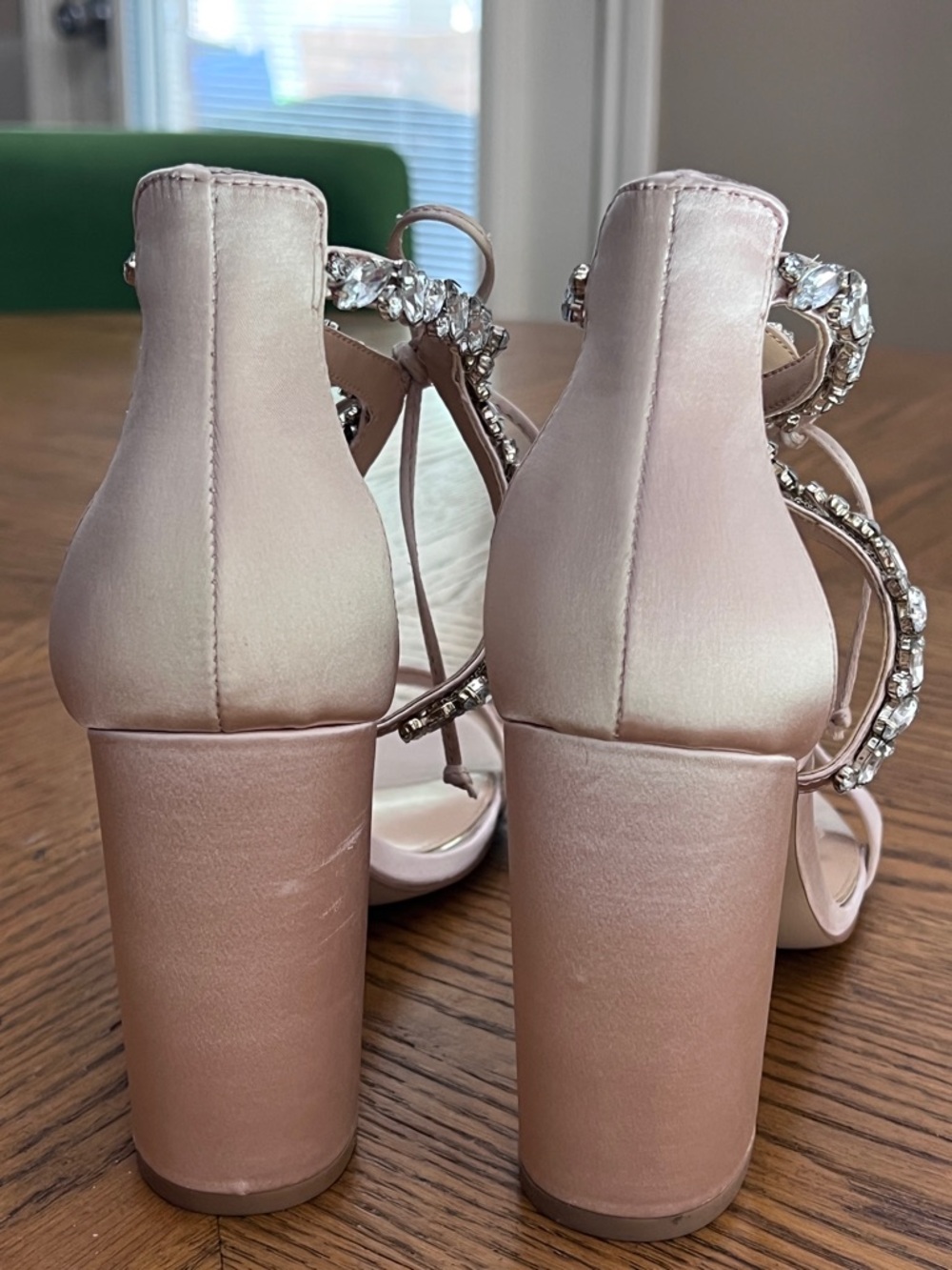 Badgley Mischka Champagne Rhinestone Heel Sandals - Picture 6 of 7